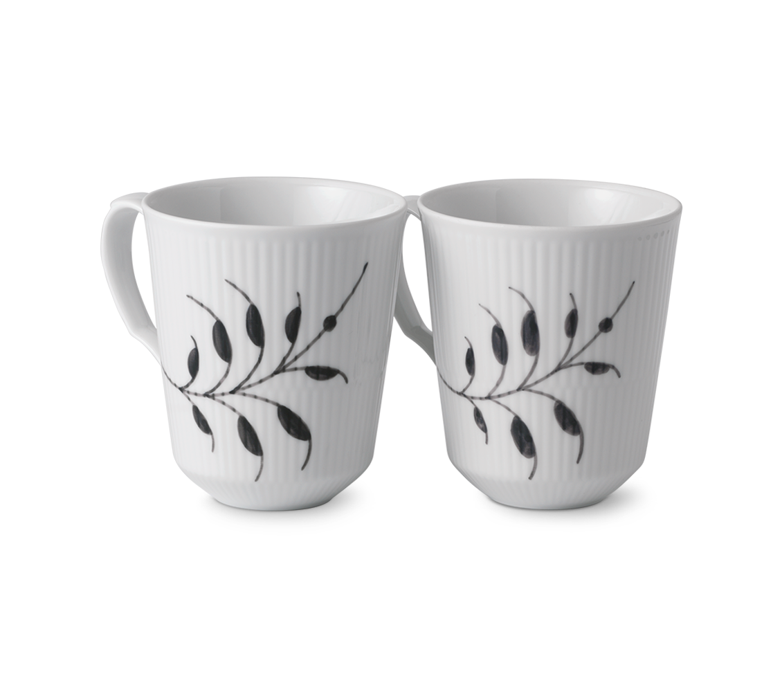 Royal Copenhagen Sort Mega riflet krus, 37 cl. - 2 stk. - Bahne